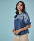 Embroidery And Cut Work Dark Blue Top